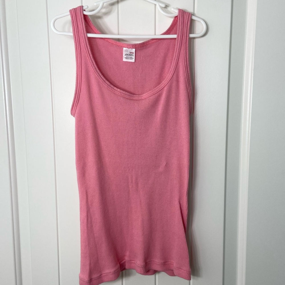 EUC Jockey girl’s bubblegum pink ribbed stretch sleeveless tank top summer small